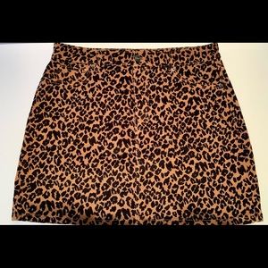 Vanilla Star Leopard Print Corduroy Skirt